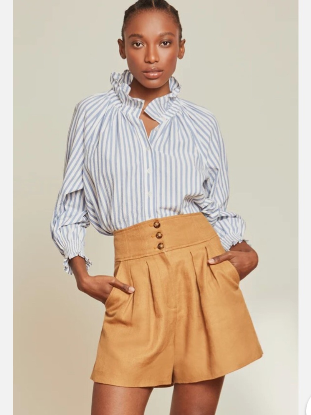 🤎 Veronica Beard Alicia Camel Linen Shorts | Size 10 | Very Good Condition